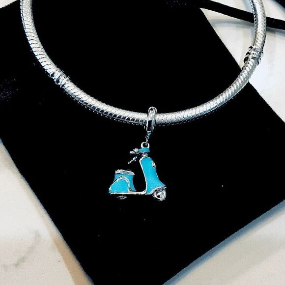 Jewelry - SILVER MOTORCYCLE CHARM TIFFANY COLOR FOR PANDORA BRACELET OR NECKLACE